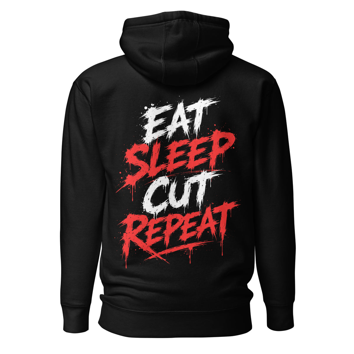 Black GOT BARBER? Eat Sleep Cut Repeat Hoodie, back graphic
