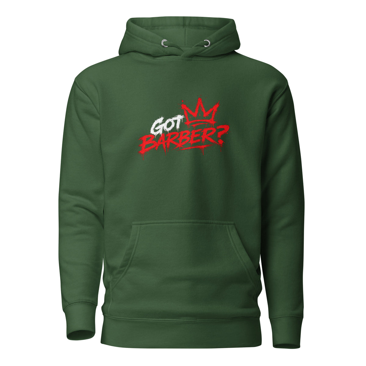 Forest Green GOT BARBER? Eat Sleep Cut Repeat Hoodie, front view