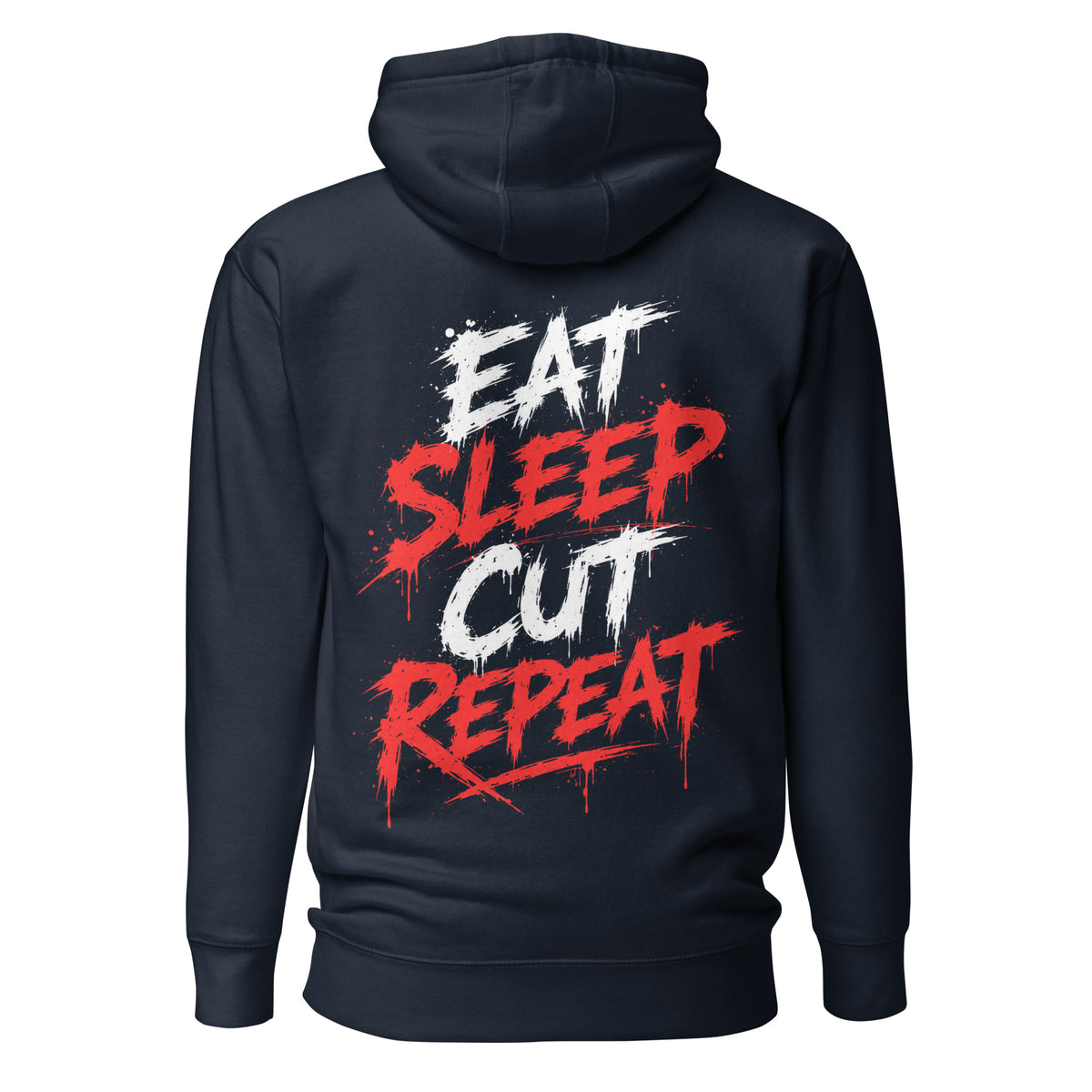 Navy GOT BARBER? Eat Sleep Cut Repeat Hoodie, back graphic