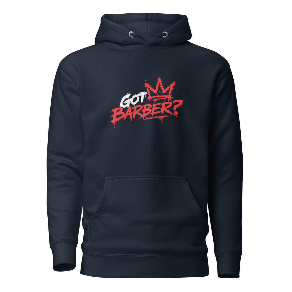Navy GOT BARBER? Eat Sleep Cut Repeat Hoodie, front view